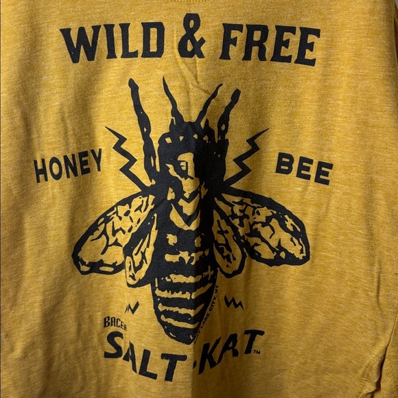 Next Level Apparel Mustard Graphic Tank “Wild & Free Honey Bee” Dovetail Hemline - Picture 2 of 8